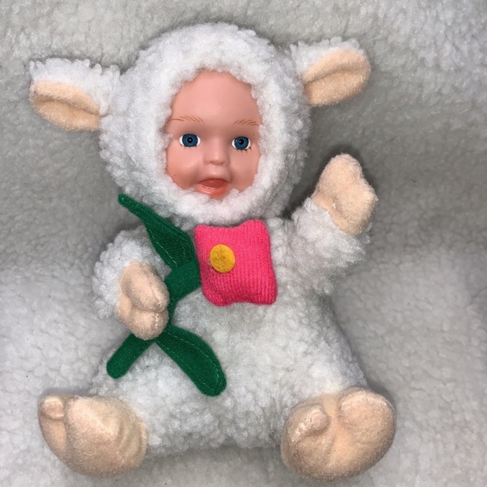 Baby Doll in Lamb Costume 7" pink flower